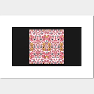 Flower and Hearts valentines and spring Kaleidoscope pattern (Seamless) 8 Posters and Art